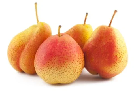 Four pears on white background Stock Photos