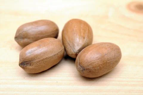 Four pecan nut Stock Photos