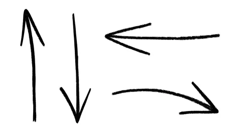 Four pencil arrow doodles, stop motion animation on a white background Stock Footage 148030193