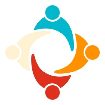 Four People Circular Teamwork Symbol Vector Stock Illustration