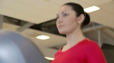 Four people running on the treadmills Stock Footage 47894430