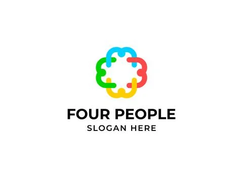 Four people teamwork logo Stock Illustration