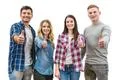 The four people thumb up on the white background Photo