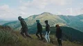 The four people walking up in a mountain. slow motion 4k or 4k+ Resolution