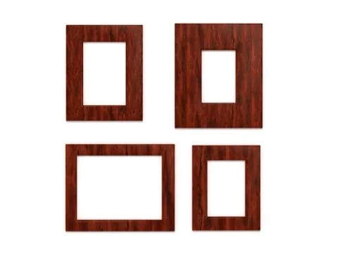 Four photo frames on the white wall Stock Illustration