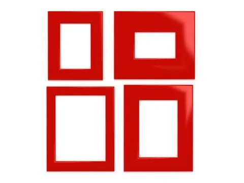 Four photo frames on the white wall Illustration