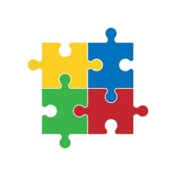 Four piece flat puzzle round infographic presentation. Stock Illustration