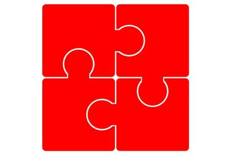 Four piece flat puzzle round infographic presentation Stock Illustration