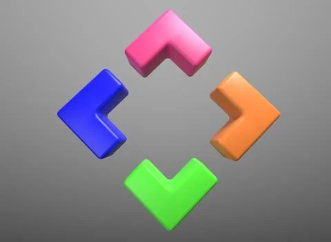 Four piece infographic presentation. 4 step business diagram. Four section. 3d Stock Illustration