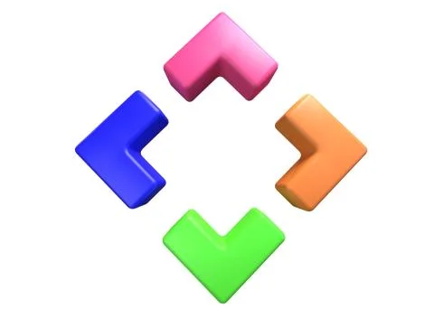 Four piece infographic presentation. 4 step business diagram. Four section. 3d Stock Illustration