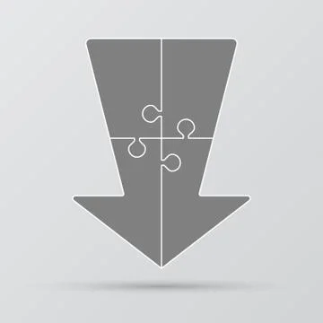 Four Piece Puzzle Arrow Down. Arrow Puzzle. Stock Illustration
