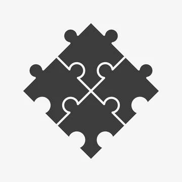 Four pieces of puzzle together vector icon Stock Illustration
