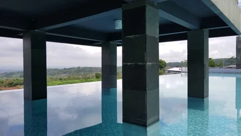 Four pillars between the pools Stock Footage 218231123