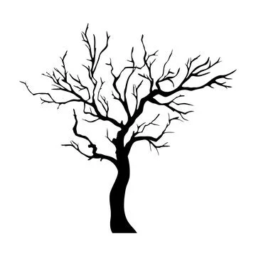 Four pine trees silhouette standing on hill with layered evergreens design Stock Illustration