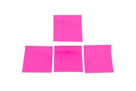 Four pink Sticky Post Note Paper Isolated on White Background Stock Photos