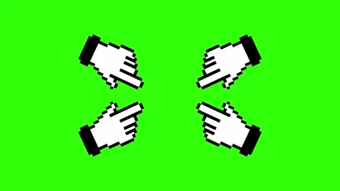 Four Pixel Art Cursor Hands Aimed at the Center Stock Footage 325387724