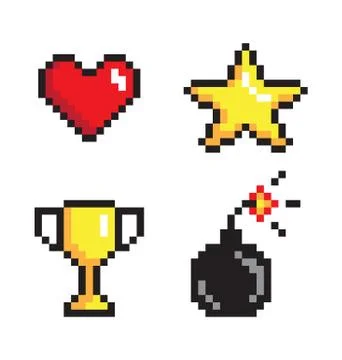 Four Pixel Icons Collection, Vector Illustration イラスト素材