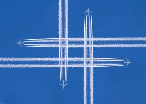 Four planes that cross in the sky Stock Illustration