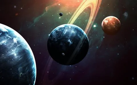 Four planets in space Stock Photos
