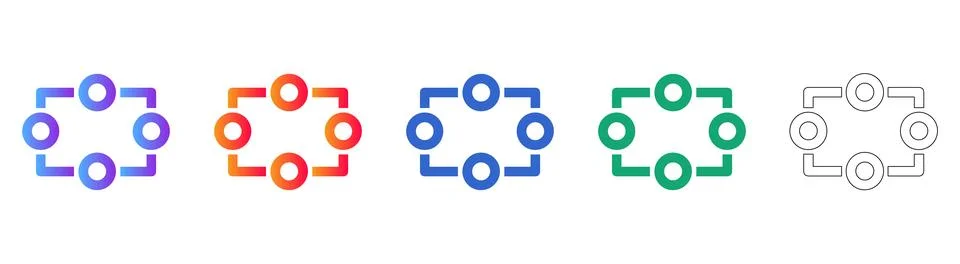 Four Point Connected Network Node Icons Stockillustratie