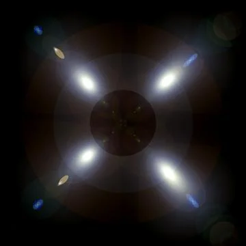 Four-Point Quad Lens Flare Burst with Circular Concentric Halos Stock Illustration