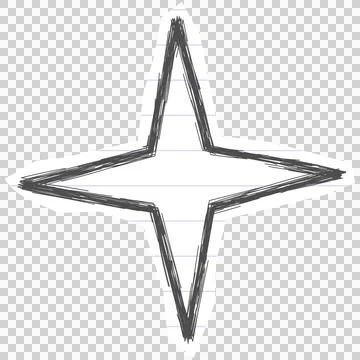 Four point star spark doodle Stock Illustration