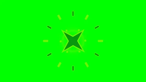 A four-pointed star icon centered against a vibrant chroma green background Stock Footage 340902861