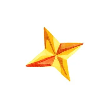 Four pointed star isolated on white background watercolor illustration Stock Illustration
