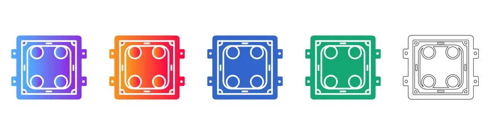 Four Port Electronic Connector Interface Icons Ilustração Stock