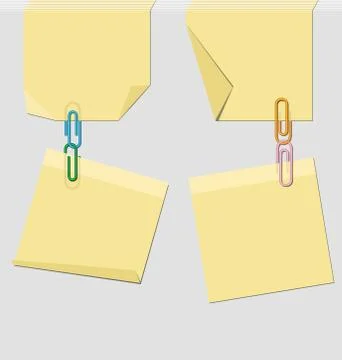 Four post it and clips Stock Illustration