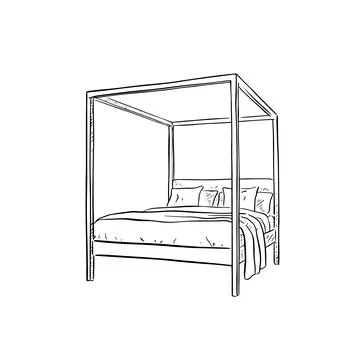 Four poster bed Stock Illustration