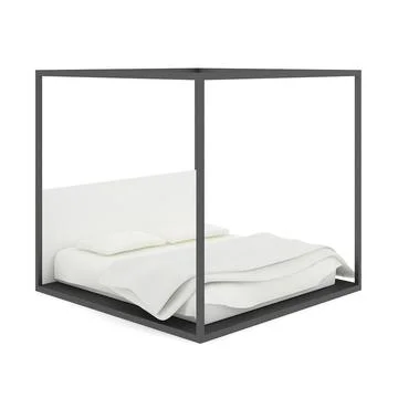 Four-Poster Black Bed 3D Model