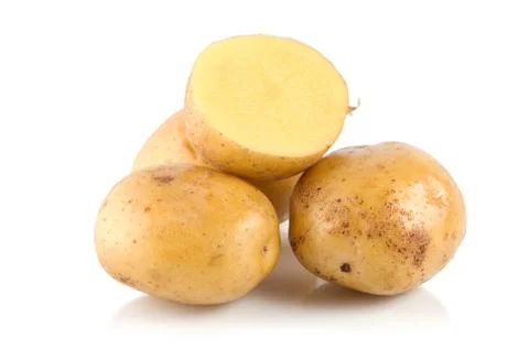 Four potatoes isolated Stock Photos
