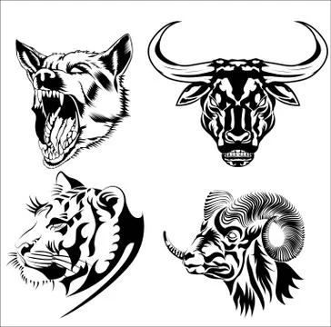 Four powerful animals Stock Illustration