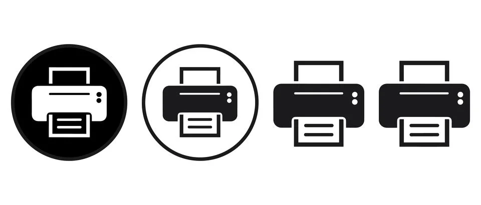 Four Printer in Black and White office equipment Stock Illustration