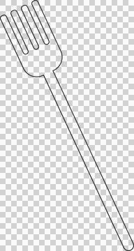 Four-pronged cooking fork is being shown in black outline drawing on transparent Stock Illustration