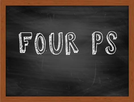 FOUR PS  hand writing text on black chalkboard Stock Illustration