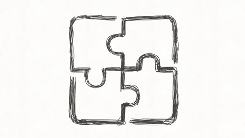 Four Puzzle Pieces Connecting Together Hand Drawn Animation Stock Footage 341863508