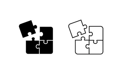 Four puzzle pieces icon. Teamwork concept. Vector on isolated background. EPS Stock Illustration