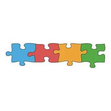 Four puzzle pieces vector isolated colored logo, puzzle chain. Game logo, fre Stock Illustration