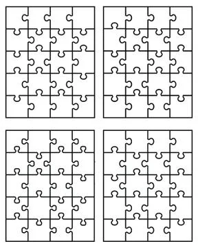 Four puzzles, isolated pieces Stock Illustration
