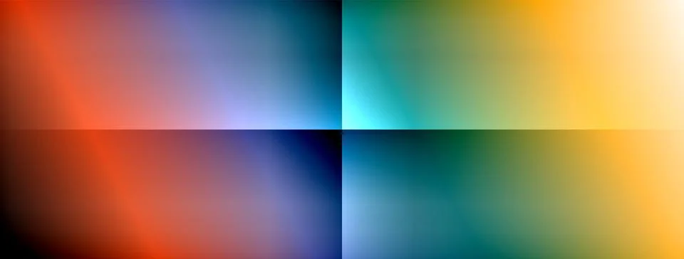Four quadrants display gradient color schemes. Shades range from red to purple, Stock Illustration