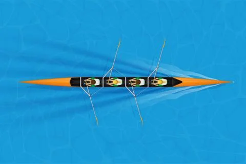 Four Racing shell with mixed paddlers Stock Illustration