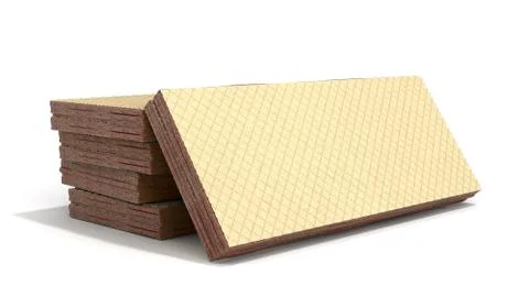 Four rectangle shape wafer biscuits 3d render on white Stock Illustration