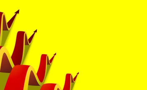 Four red arrows on yellow background Isometric Stock Illustration