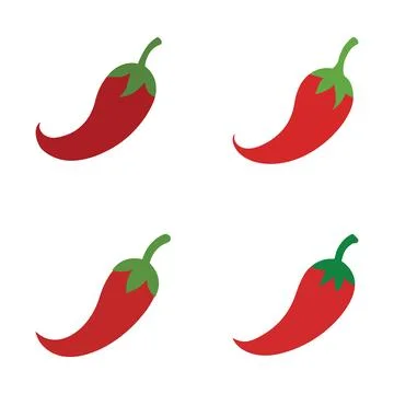 Four Red Chili Peppers Simple Flat Icons Set Stock Illustration