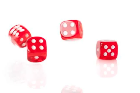 Four red dice Stock Photos