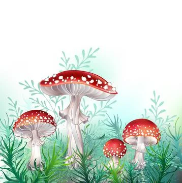 Four red fly agaric Stock Illustration