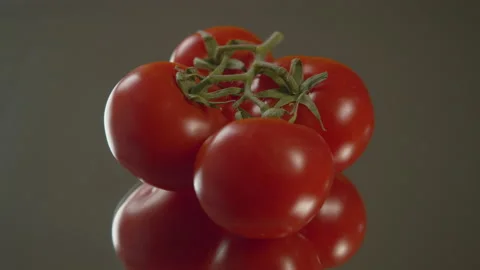 Four red tomatoes on the turntable Stock Footage 171586108