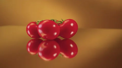 Four red tomatoes on the turntable Stock Footage 171675600
